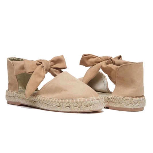Suede Bow Espadrille - Montse Nude