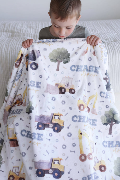 Nuts & Bolts Personalized Kids Blanket
