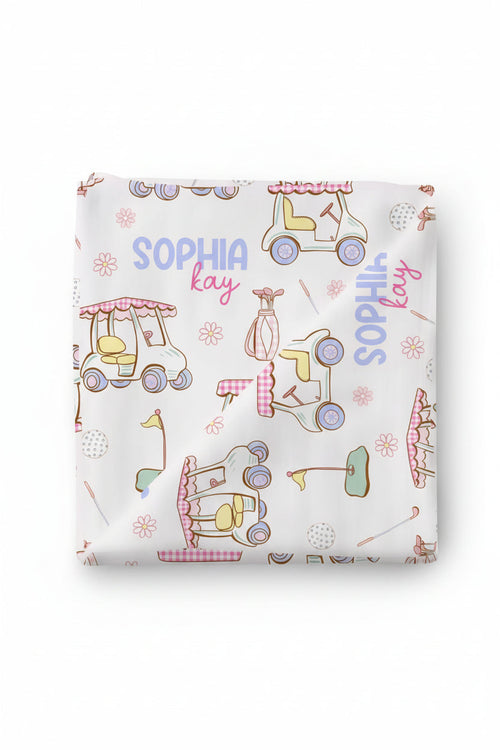 Country Club Cuties Personalized Swaddle Blanket | Pink