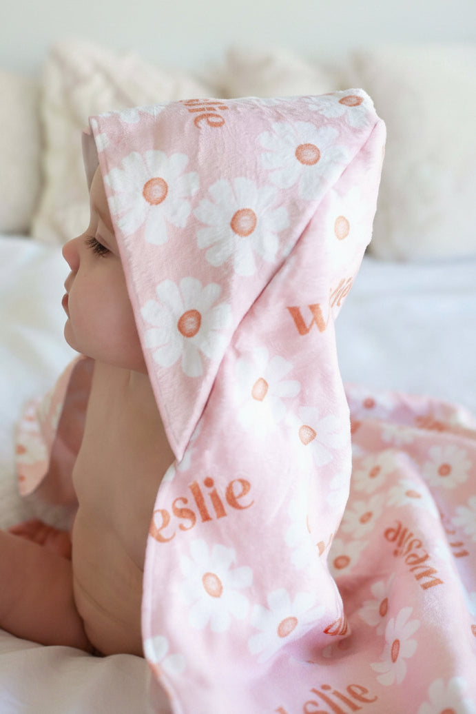 Personalized Hooded Towel | Peach Dream