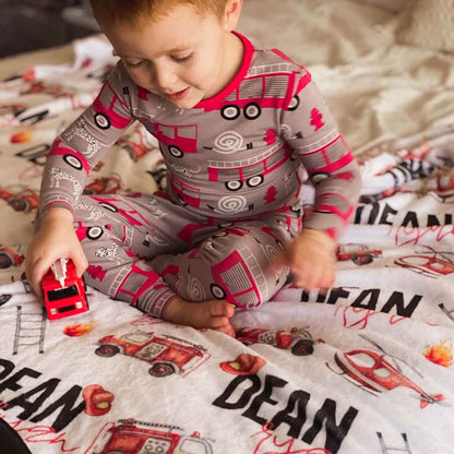 Firetrucks Personalized Toddler Blanket
