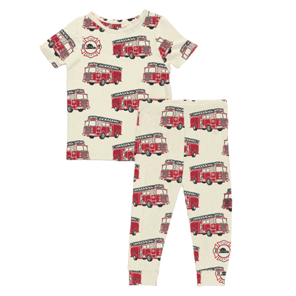 Kids Bamboo PJ Set - LA Firetrucks