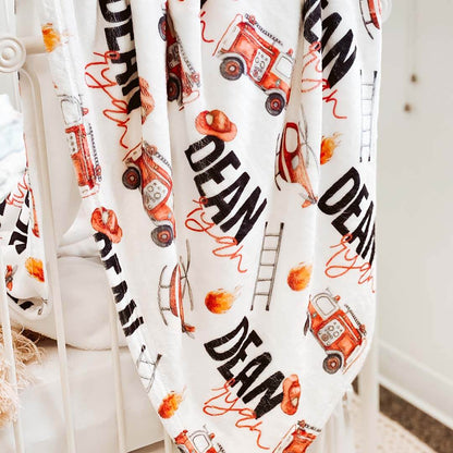 Firetrucks Personalized Toddler Blanket