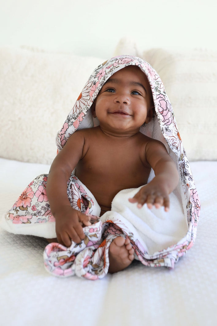 Bamboo Hooded Towel | Purple Floral