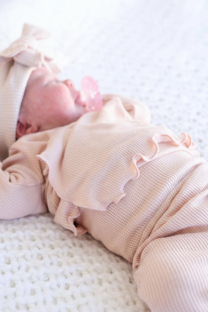 2pc Waffle Crossover Top & Bottom | Pink Fawn