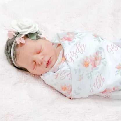Ella's Dusty Rose Personalized Baby Name Swaddle Blanket