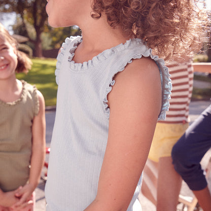 Joy Ruffle Rib Tank - Navy