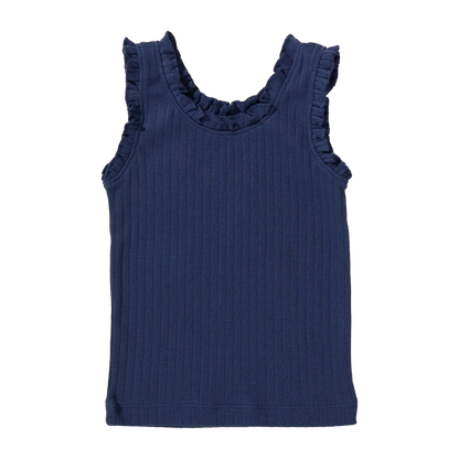 Joy Ruffle Rib Tank - Navy