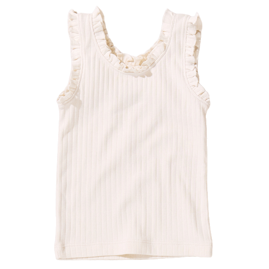 Joy Ruffle Rib Tank - Cream