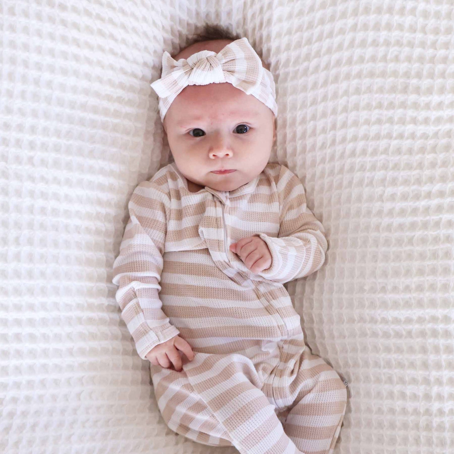Bamboo Waffle Knit Large Bow Headwraps