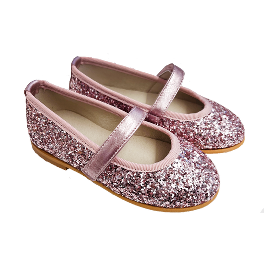 Leather Glitter Mary Jane - Rosada