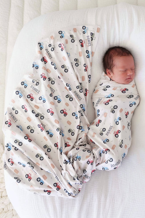 Little Farmer Personalized Swaddle Blanket