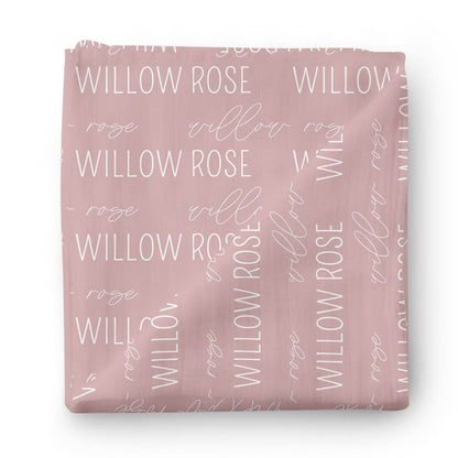 Personalized Mauve Baby Name Swaddle Blanket - Block & Script