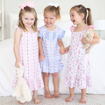 Girls' Full Length Ruffle Nightgown | Berry Sweet