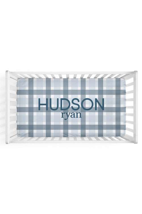 Paxton's Plaid Personalized Crib Sheet
