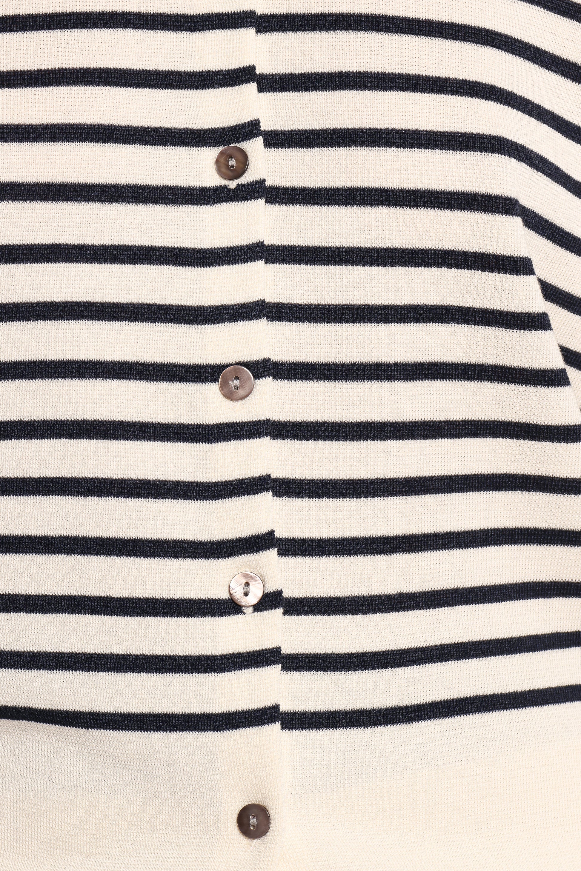 Gavi Button Front Striped Cardigan - Off White/Navy