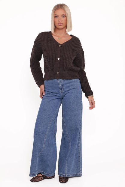 Henderson Thick Knit Cardigan - Brown