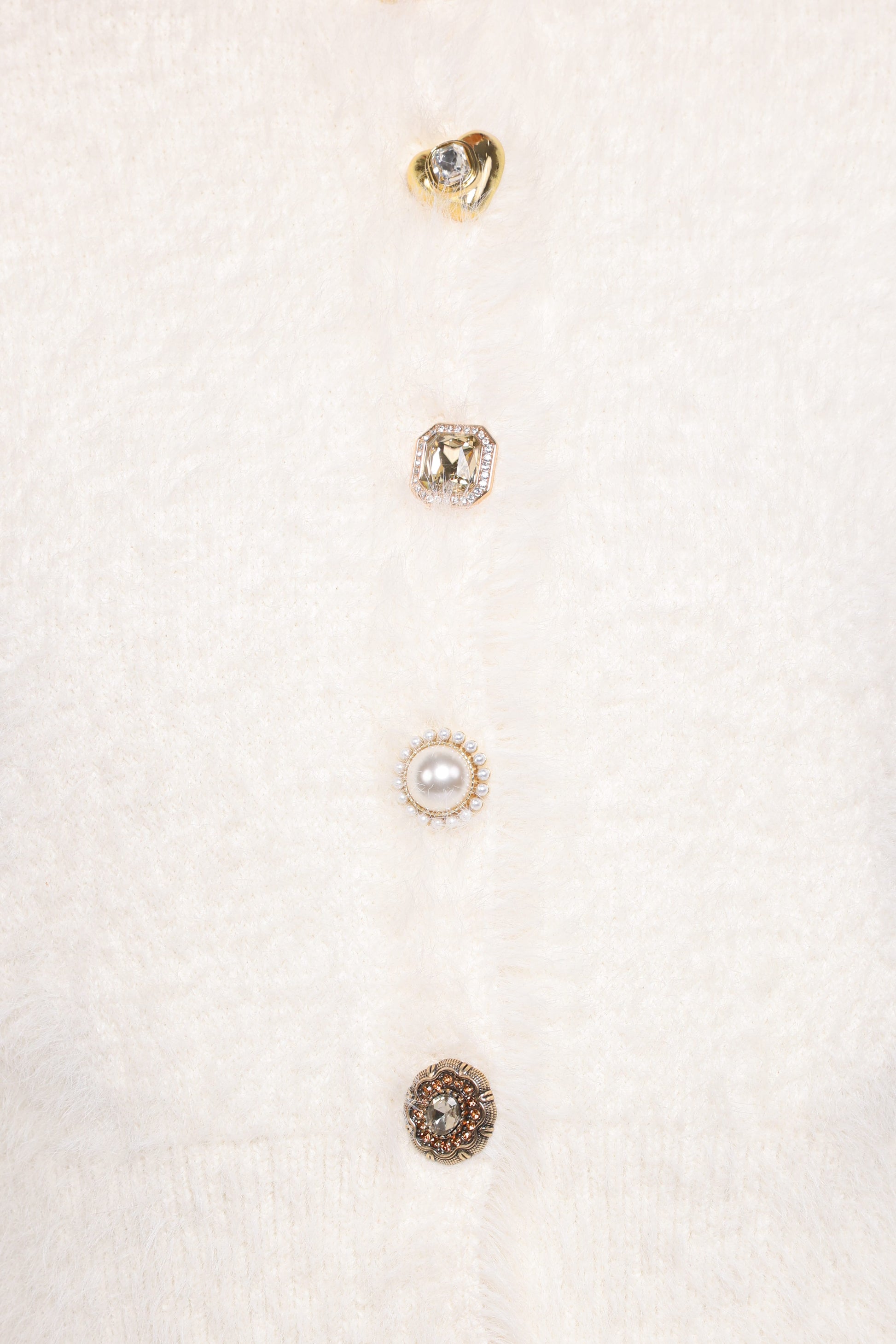 Jintie Vintage Button Cardigan - Cream