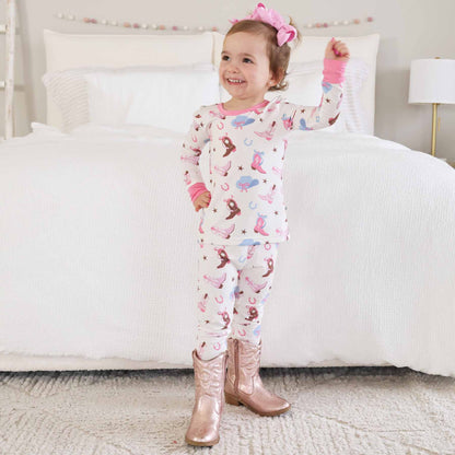 Boot Scootin' Two Piece Pajama Set | Pink