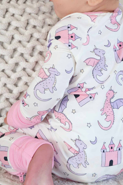 Dragon Adventure Convertible Zip Romper | Pink