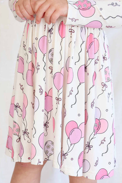 Girls' Long Sleeve Twirl Dress | Party Time Pink