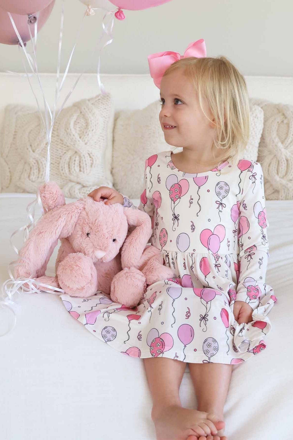 Girls' Long Sleeve Twirl Dress | Party Time Pink