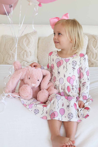 Girls' Long Sleeve Twirl Dress | Party Time Pink