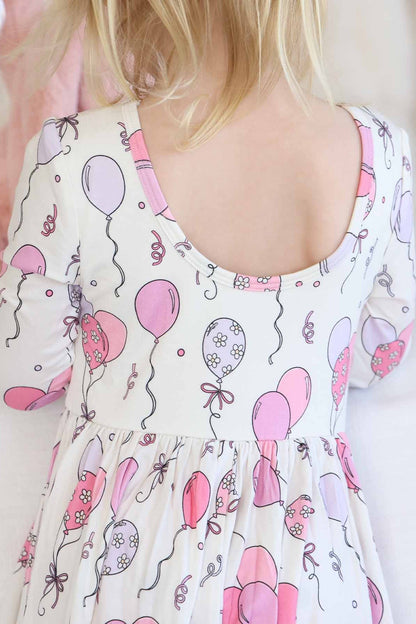 Girls' Long Sleeve Twirl Dress | Party Time Pink
