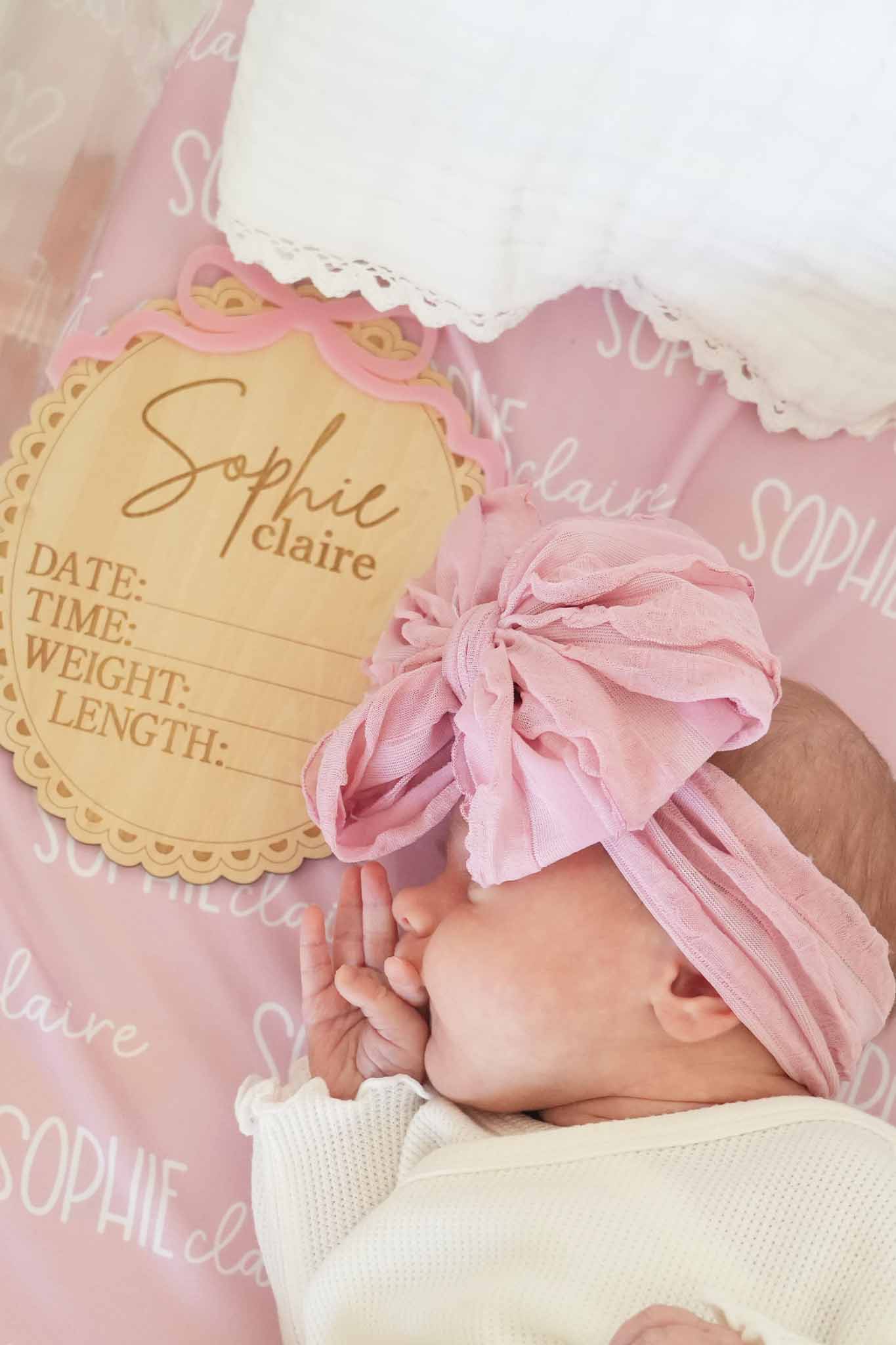 Personalized Birth Stats Wood Announcement | Precious Bow