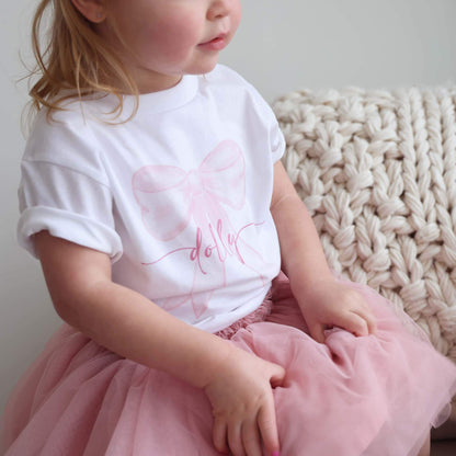 Personalized Bow Kids Graphic Tee | White
