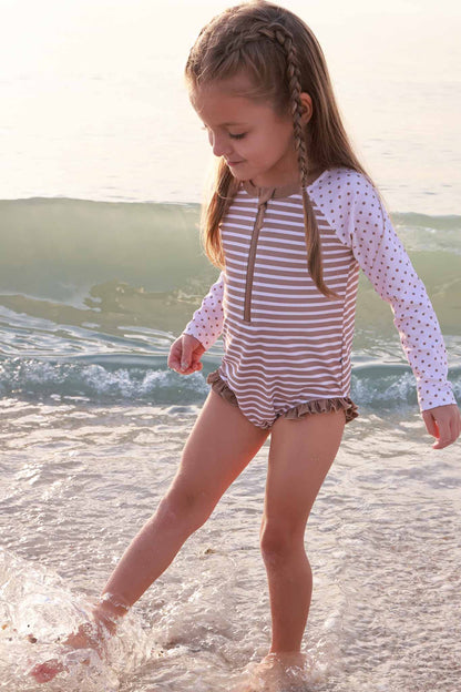 Long Sleeve Rash Guard with Front Zipper | Sandy Stripes