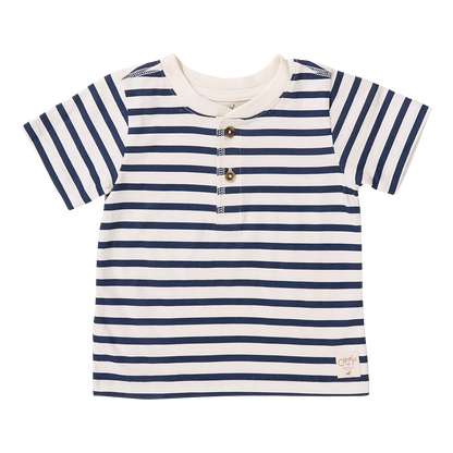 Scout Henley T-Shirt - Navy Stripe