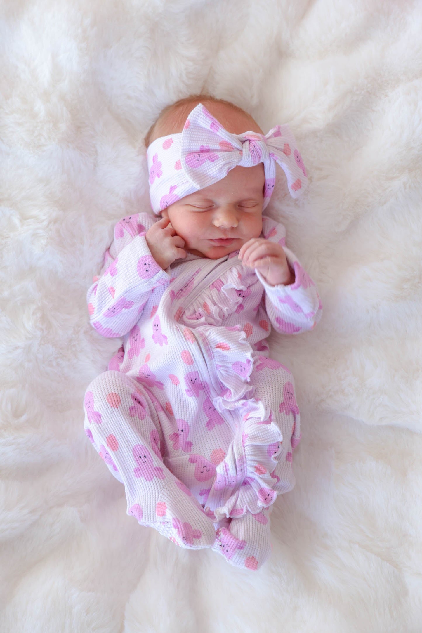 Bamboo Waffle Ruffle Zipper Footie | Sea Snuggles