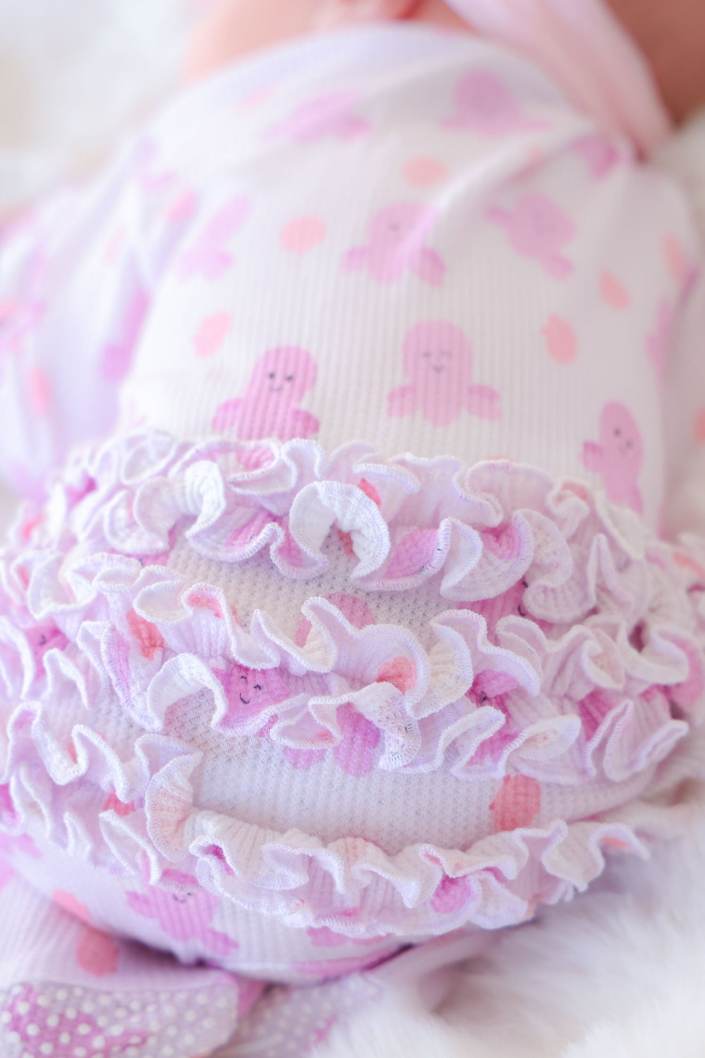 Bamboo Waffle Ruffle Zipper Footie | Sea Snuggles