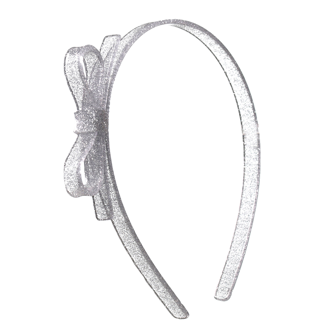 Bow Headband - Silver Glitter