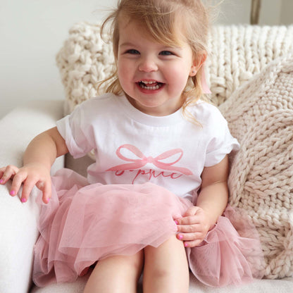 Personalized Bow Kids Graphic Tee | White