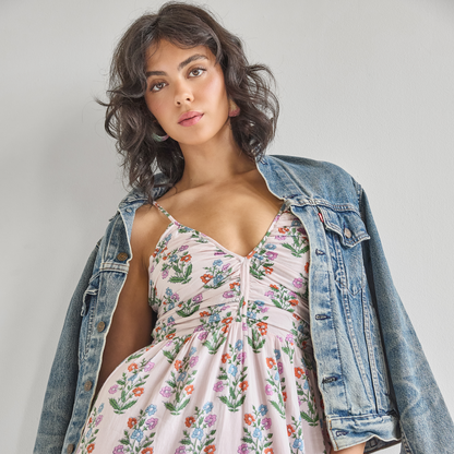 Womens Hope Dress - Pink Dewdrop Block Print
