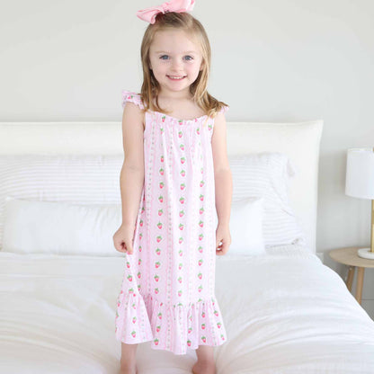 Girls' Full Length Ruffle Nightgown | Berry Sweet