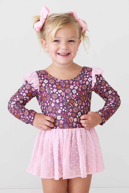 Long Sleeve Swiss Dot Leotard | Sugar Plum