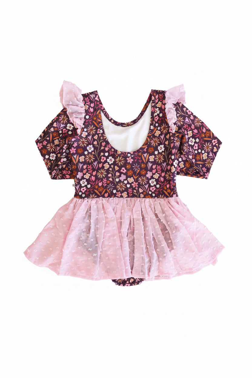Long Sleeve Swiss Dot Leotard | Sugar Plum