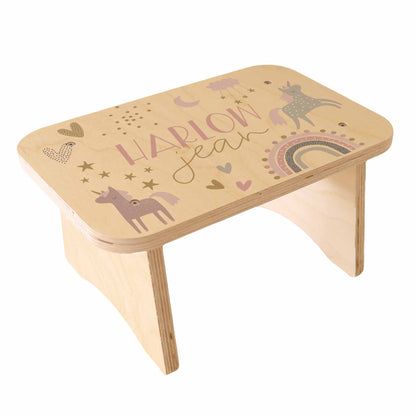 Kids Personalized Step Stool | Unicorns & Rainbows